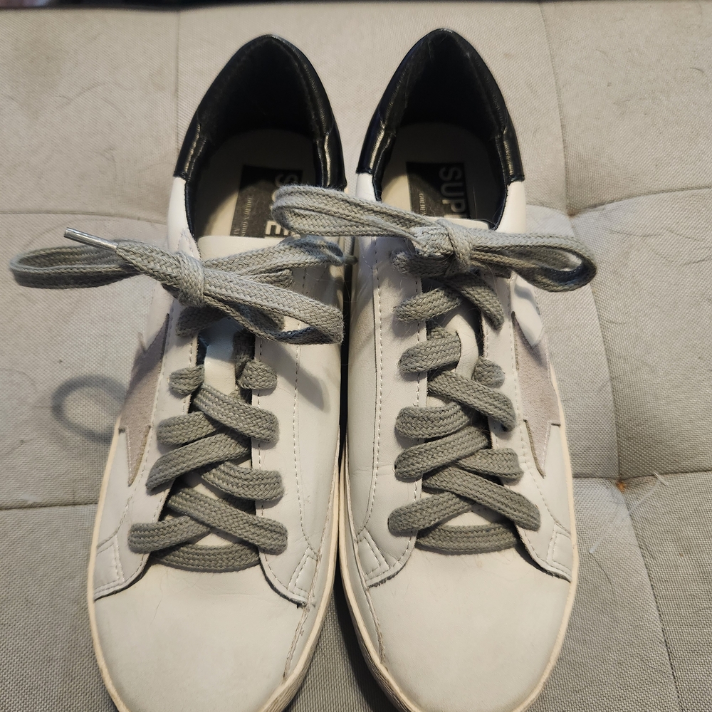 Golden Goose Size 7 Women's White and Gray Sneakers